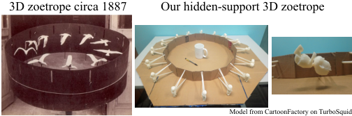 backflip zoetrope frame with hidden support rods