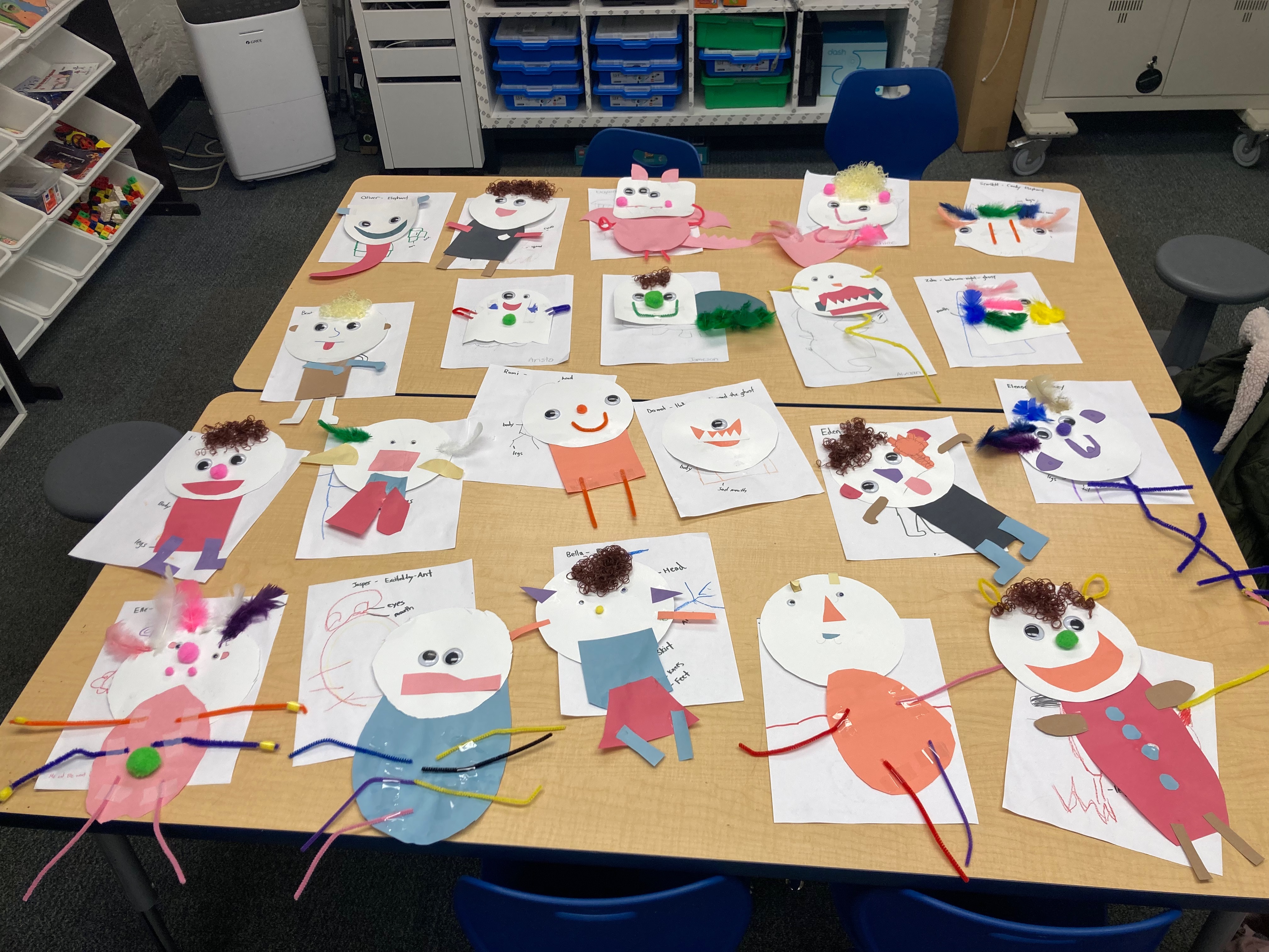 collection of student-built puppets
